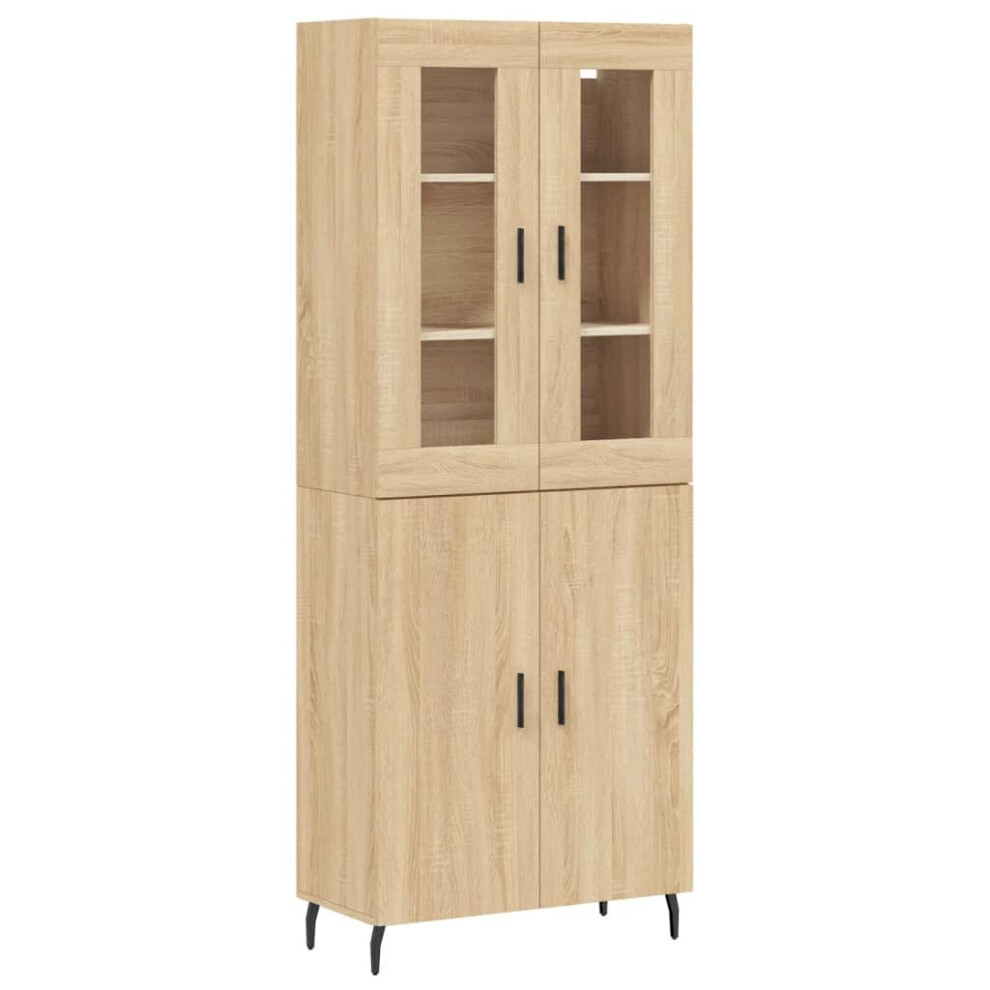 Vidaxl (Sonoma Oak, 2 Doors) Highboard Sideboard Tall Storage Cabinet Side Cabinet Engineered Wood