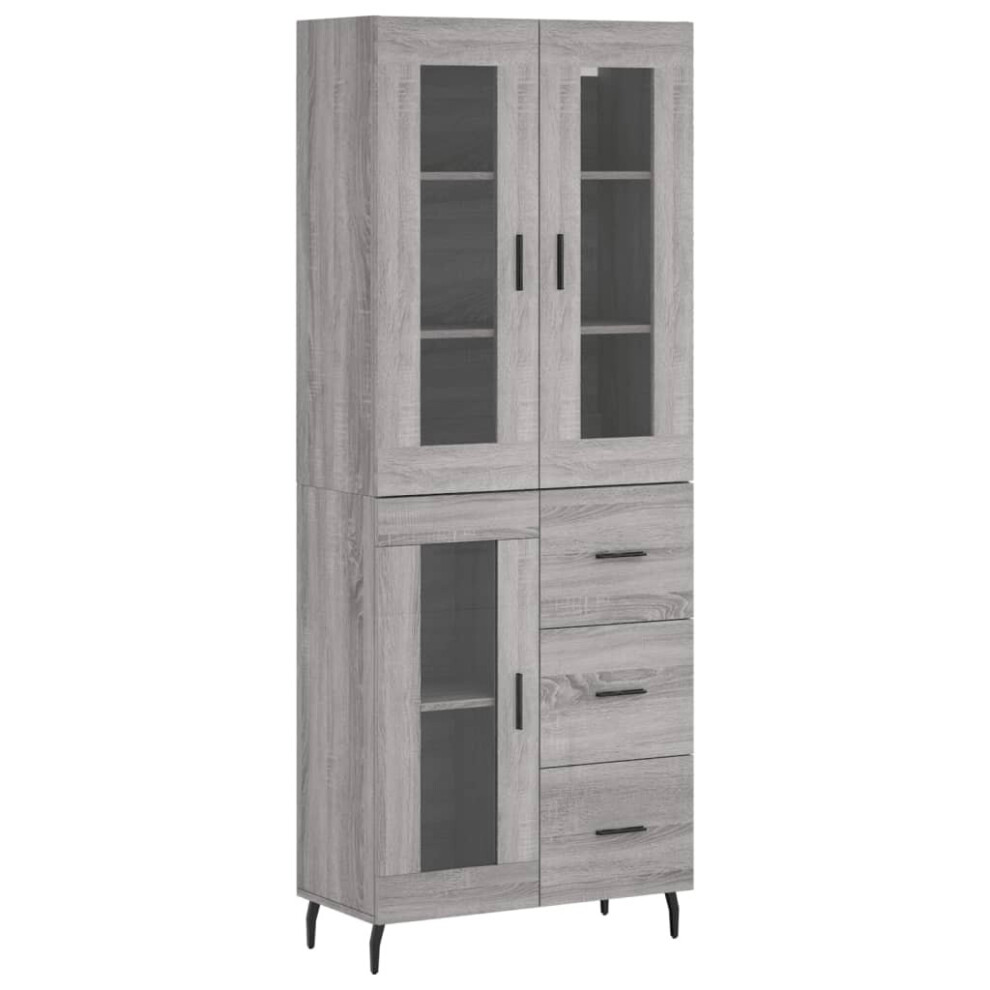 (grey sonoma, 1 glass door 3 drawers) vidaXL Highboard Sideboard Tall Storage Cabinet Side Cabinet Engineered Wood