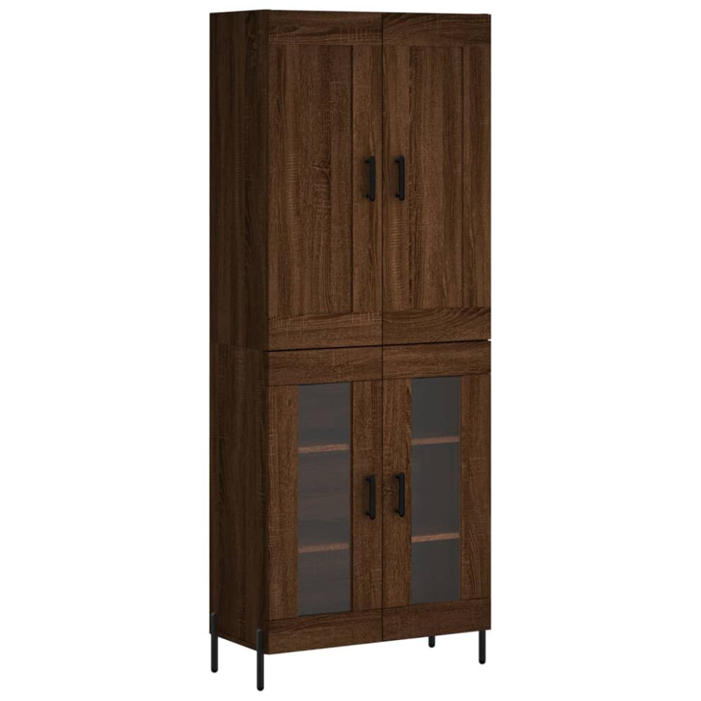 (brown oak, 2 glass doors) vidaXL Highboard Sideboard Tall Storage Cabinet Side Cabinet Engineered Wood