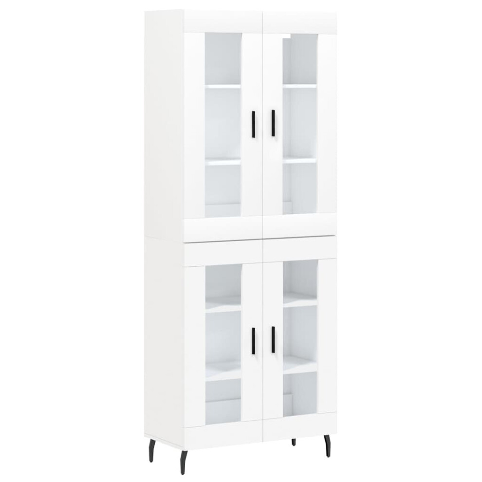 Vidaxl (White, 2 Glass Doors) Highboard Sideboard Tall Storage Cabinet Side Cabinet Engineered Wood