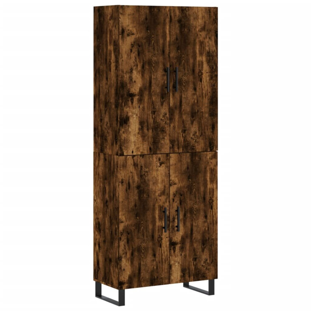 Vidaxl (Smoked Oak, 2 Doors) Highboard Sideboard Storage Cabinet Side Cabinet White Engineered Wood