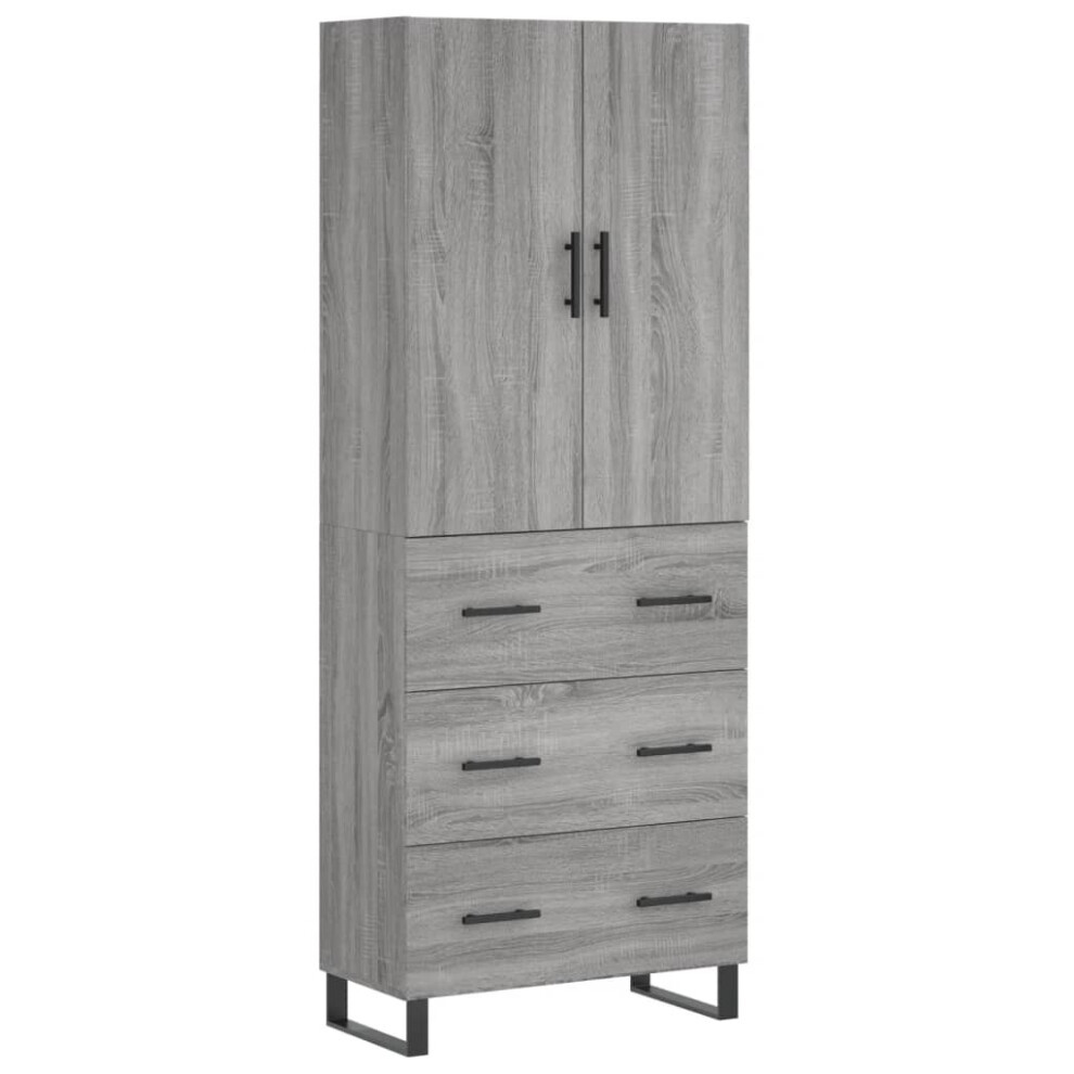 (grey sonoma, 3 drawers) vidaXL Highboard Sideboard Storage Cabinet Side Cabinet White Engineered Wood