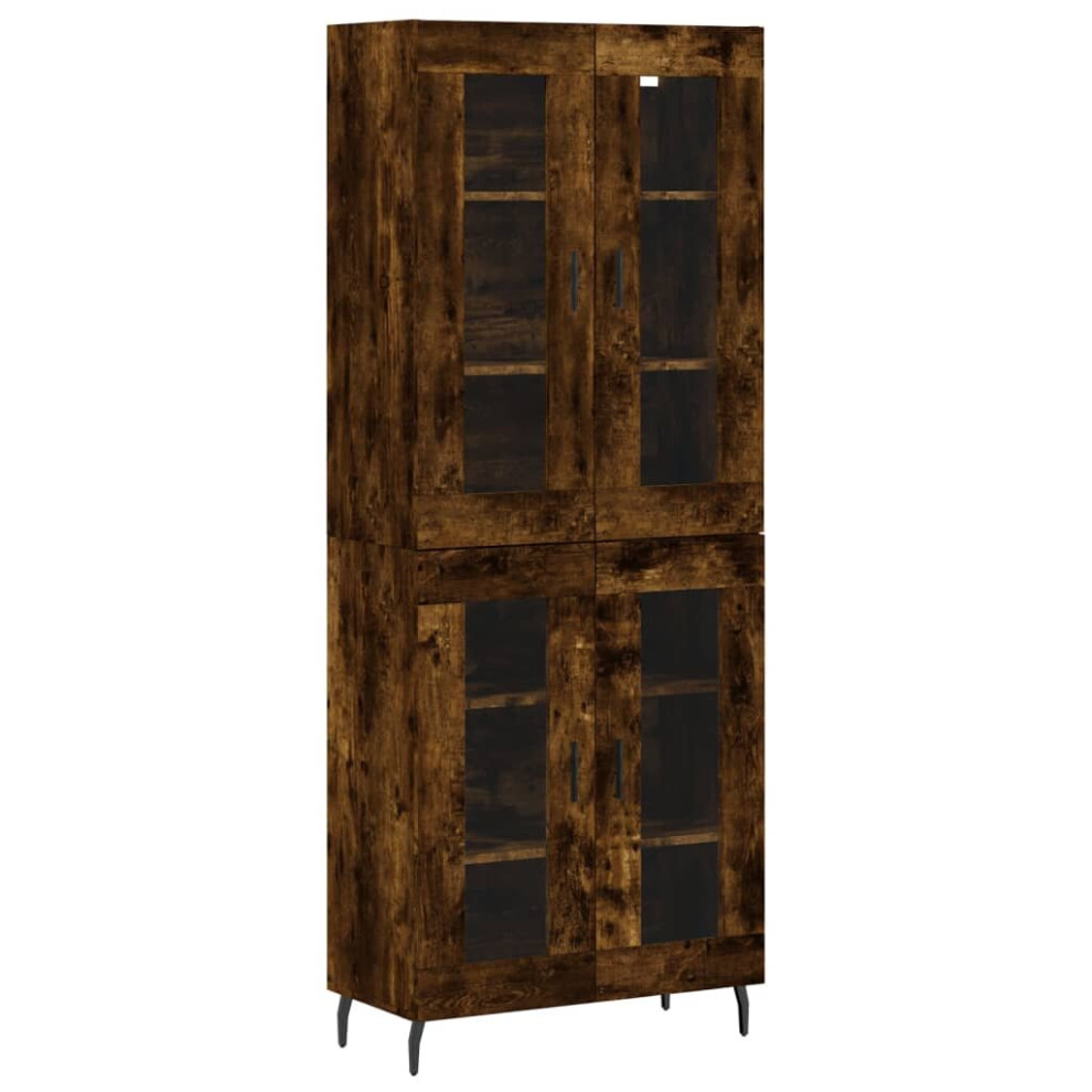 (smoked oak, 2 glass doors) vidaXL Highboard Sideboard Tall Storage Cabinet Side Cabinet Engineered Wood