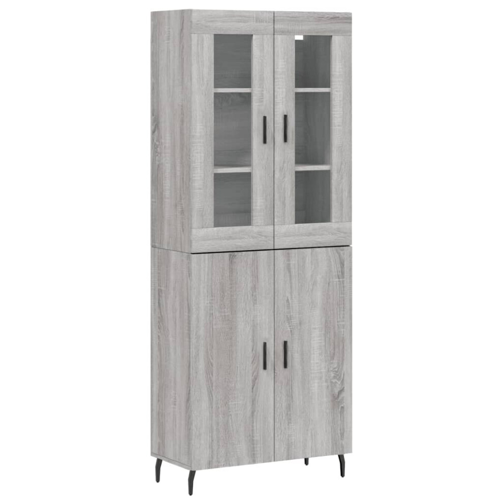 Vidaxl (Grey Sonoma, 2 Doors) Highboard Sideboard Tall Storage Cabinet Side Cabinet Engineered Wood