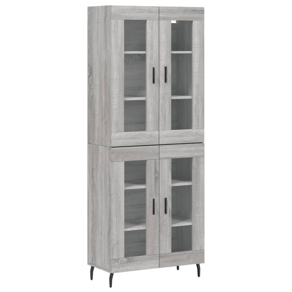 (grey sonoma, 2 glass doors) vidaXL Highboard Sideboard Tall Storage Cabinet Side Cabinet Engineered Wood