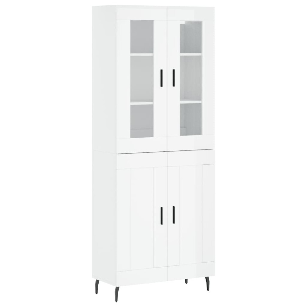 (high gloss white, 2 wood doors) vidaXL Highboard Sideboard Tall Storage Cabinet Side Cabinet Engineered Wood