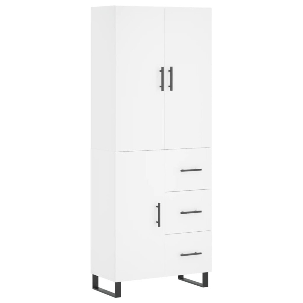 Vidaxl (White, 1 Door 3 Drawers) Highboard Sideboard Storage Cabinet Side Cabinet White Engineered Wood