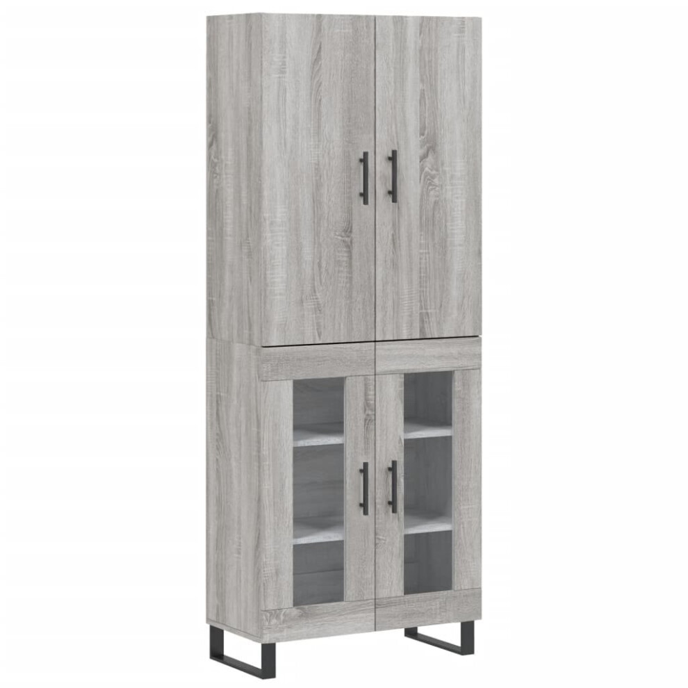 (grey sonoma, 2 glass doors) vidaXL Highboard Sideboard Storage Cabinet Side Cabinet White Engineered Wood