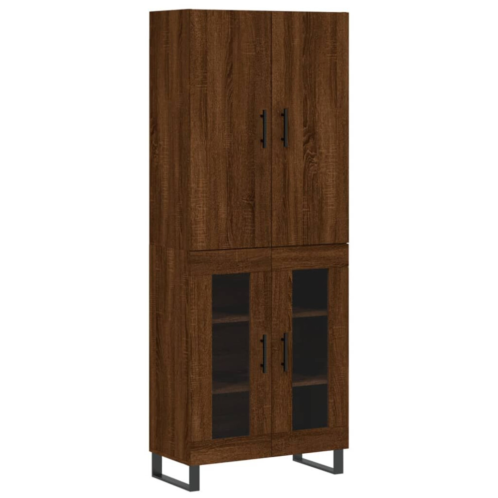 (brown oak, 2 glass doors) vidaXL Highboard Sideboard Storage Cabinet Side Cabinet White Engineered Wood