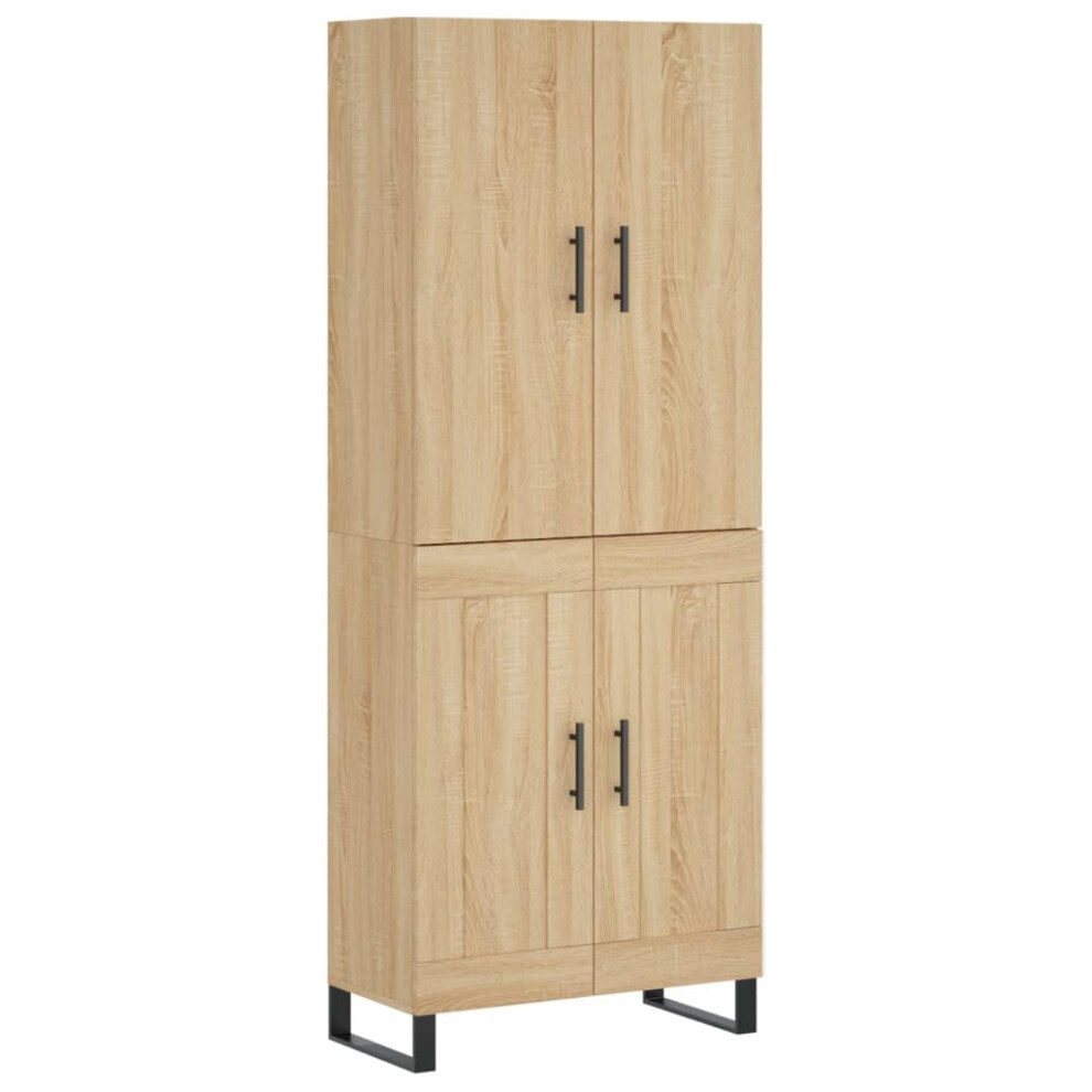 Vidaxl (Sonoma Oak, 2 Wood Doors) Highboard Sideboard Storage Cabinet Side Cabinet White Engineered Wood