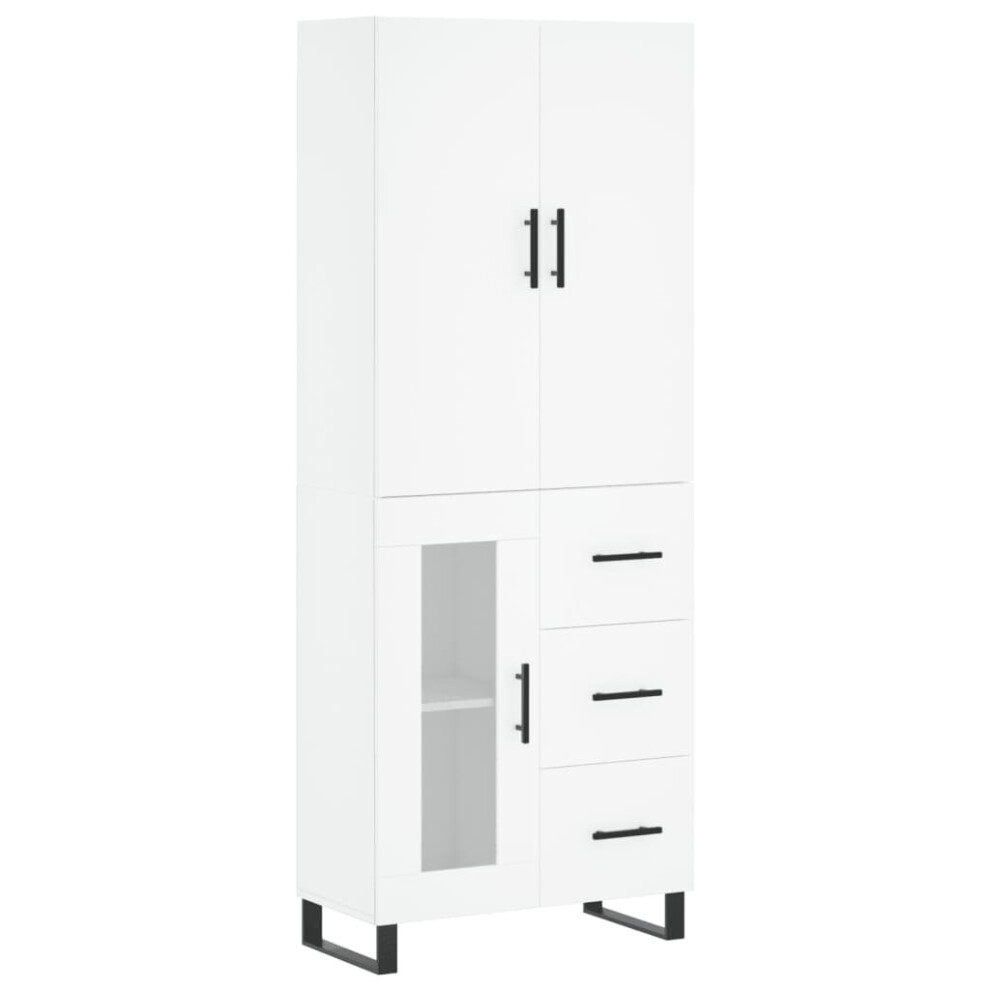 (white, 1 glass door 3 drawers) vidaXL Highboard Sideboard Storage Cabinet Side Cabinet White Engineered Wood