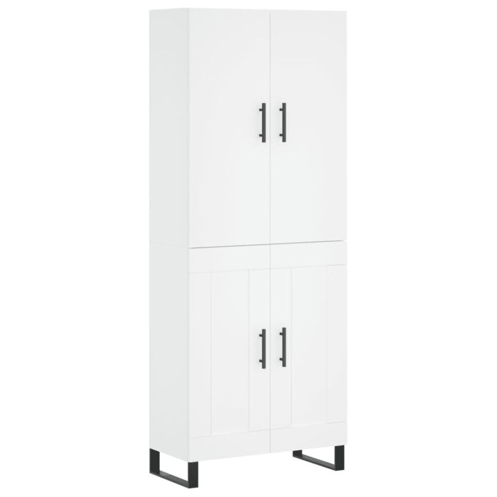 Vidaxl (White, 2 Wood Doors) Highboard Sideboard Storage Cabinet Side Cabinet White Engineered Wood