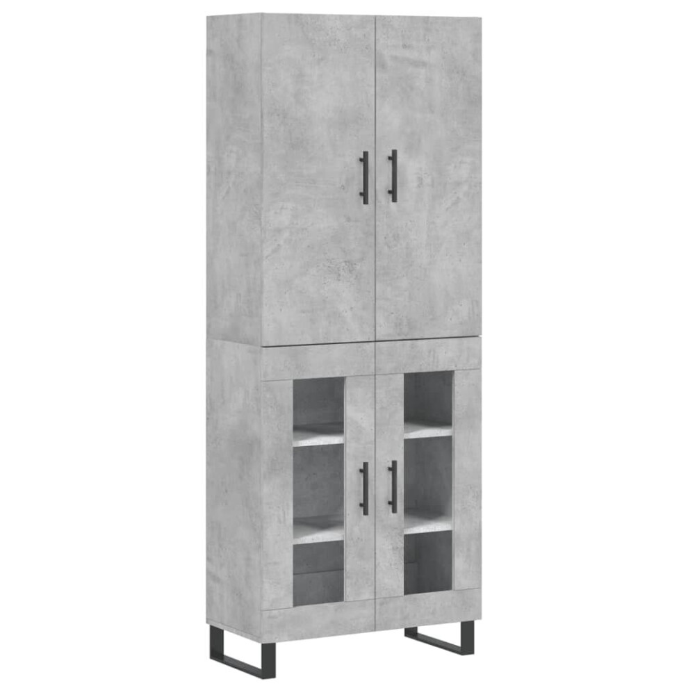 (concrete grey, 2 glass doors) vidaXL Highboard Sideboard Storage Cabinet Side Cabinet White Engineered Wood