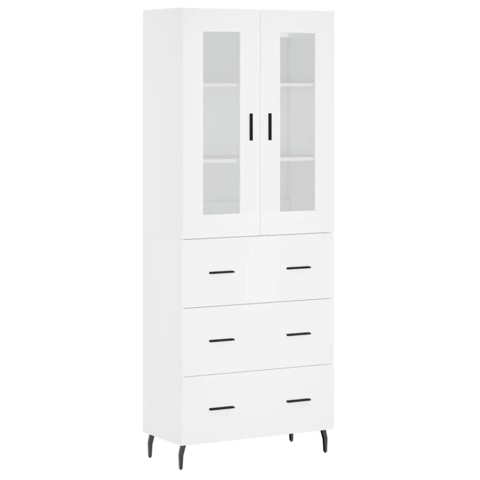 Vidaxl (, 3 Drawers) Highboard Sideboard Tall Storage Cabinet Side Cabinet Engineered Wood White