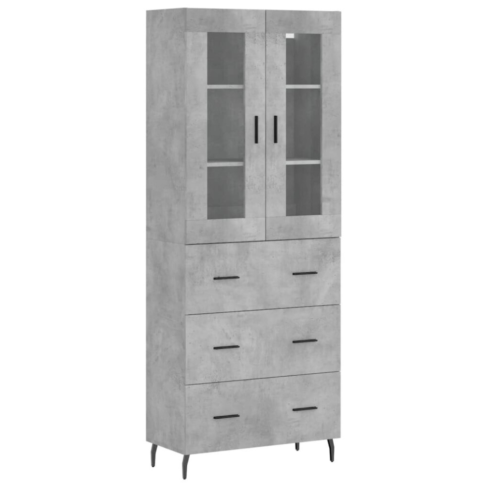 Vidaxl (Concrete 3 Drawers) Highboard Sideboard Tall Storage Cabinet Side Cabinet Engineered Wood Grey
