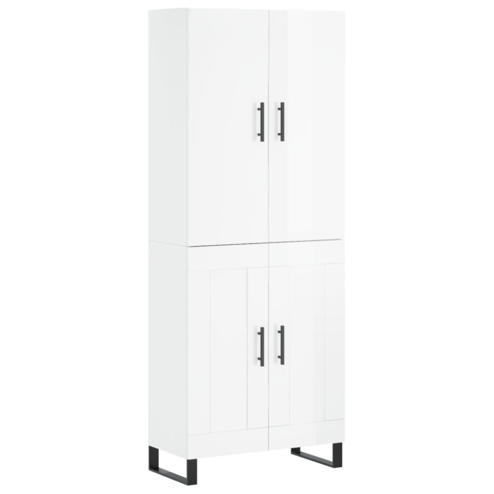 (high gloss white, 2 wood doors) vidaXL Highboard Sideboard Storage Cabinet Side Cabinet White Engineered Wood