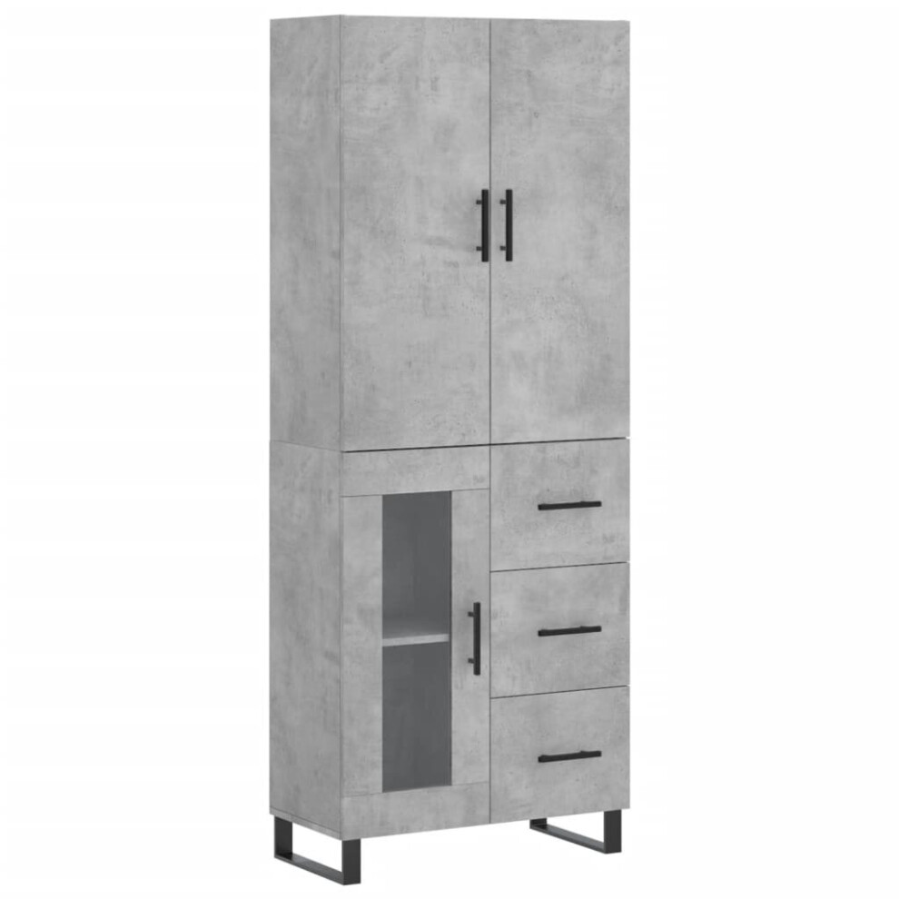 (concrete grey, 1 glass door 3 drawers) vidaXL Highboard Sideboard Storage Cabinet Side Cabinet White Engineered Wood