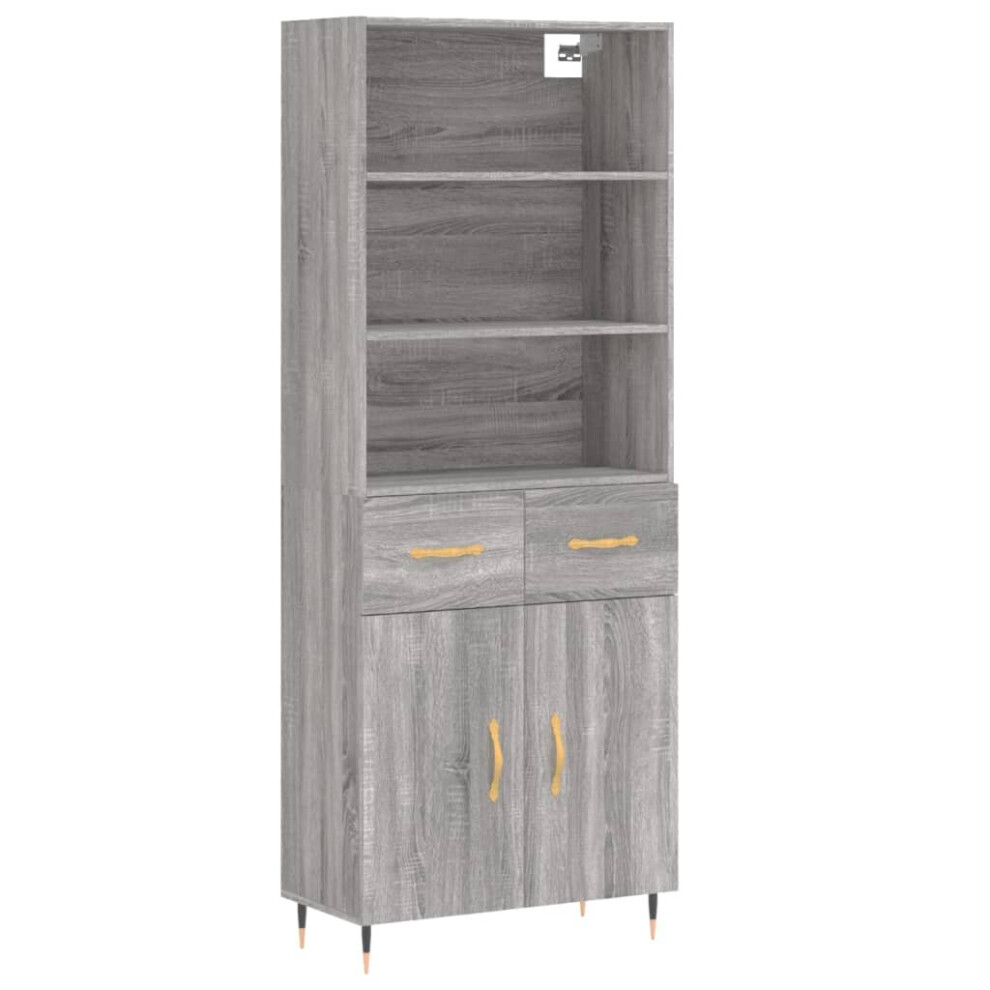 (grey sonoma, 2 doors 2 drawers) vidaXL Highboard Sideboard Storage Cabinet High Gloss White Engineered Wood