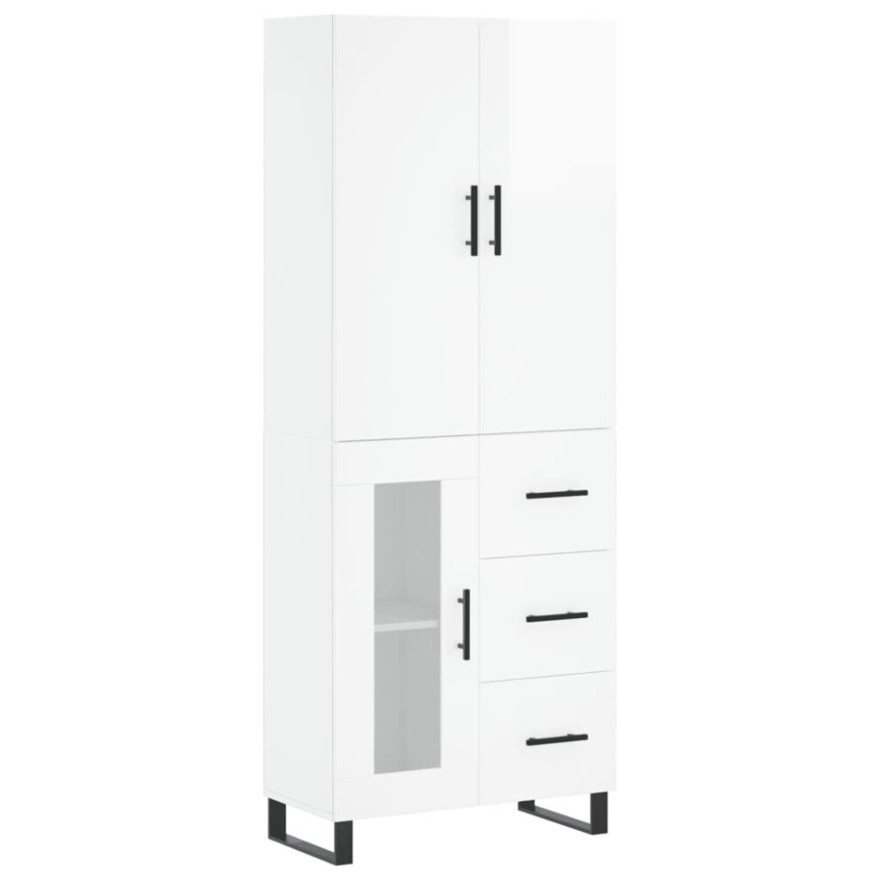 (high gloss white, 1 glass door 3 drawers) vidaXL Highboard Sideboard Storage Cabinet Side Cabinet White Engineered Wood