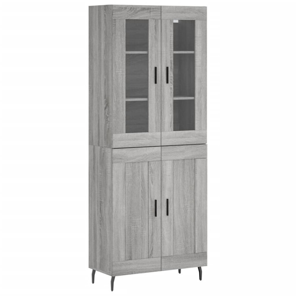 Photos - Other Furniture VidaXL   Highboard Sideboard Tall Storage Cabinet Side Cabinet Engineered Wood (grey sonoma, 2 wood doors)