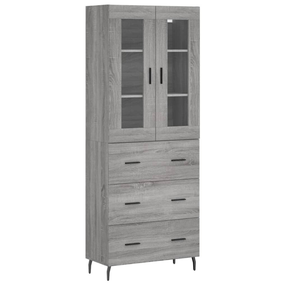 Vidaxl (Grey Sonoma, 3 Drawers) Highboard Sideboard Tall Storage Cabinet Side Cabinet Engineered Wood