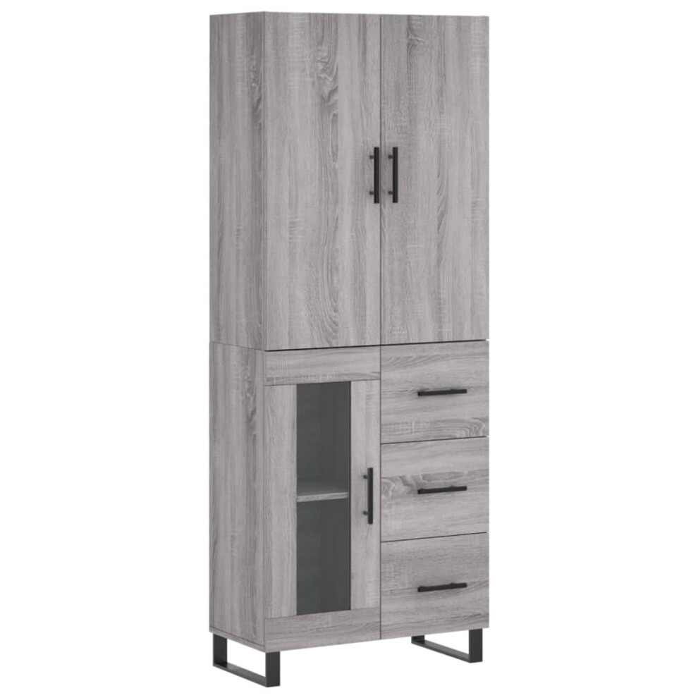 (grey sonoma, 1 glass door 3 drawers) vidaXL Highboard Sideboard Storage Cabinet Side Cabinet White Engineered Wood