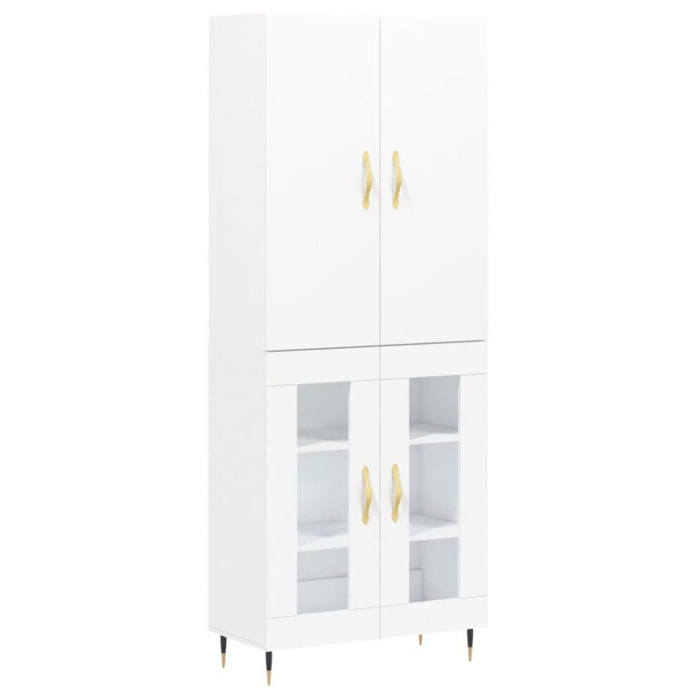 (white, 2 glass doors) vidaXL Highboard Sideboard Storage Cabinet Side Cabinet White Engineered Wood