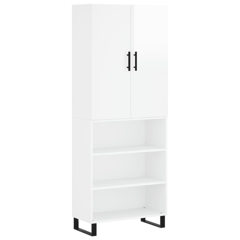 (high gloss white, 3 shelves) vidaXL Highboard Sideboard Storage Cabinet Side Cabinet White Engineered Wood