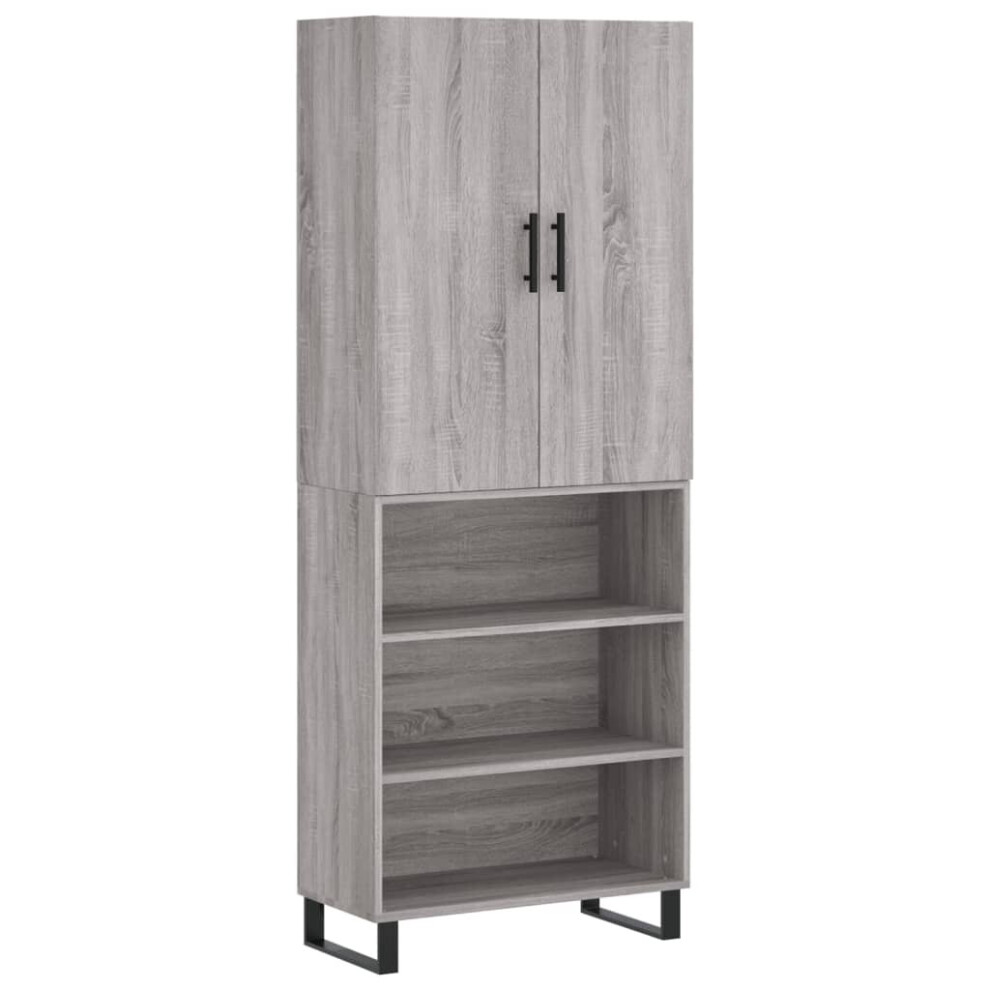 (grey sonoma, 3 shelves) vidaXL Highboard Sideboard Storage Cabinet Side Cabinet White Engineered Wood