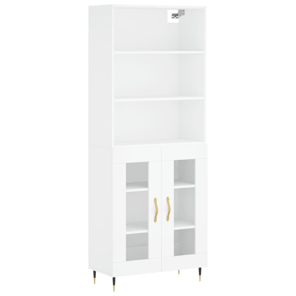 (white, 2 glass doors) vidaXL Highboard Sideboard Storage Cabinet High Gloss White Engineered Wood