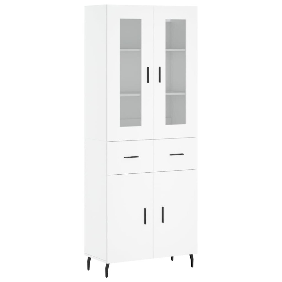 Vidaxl (White, 2 Doors 2 Drawers) Highboard Sideboard Tall Storage Cabinet Side Cabinet Engineered Wood