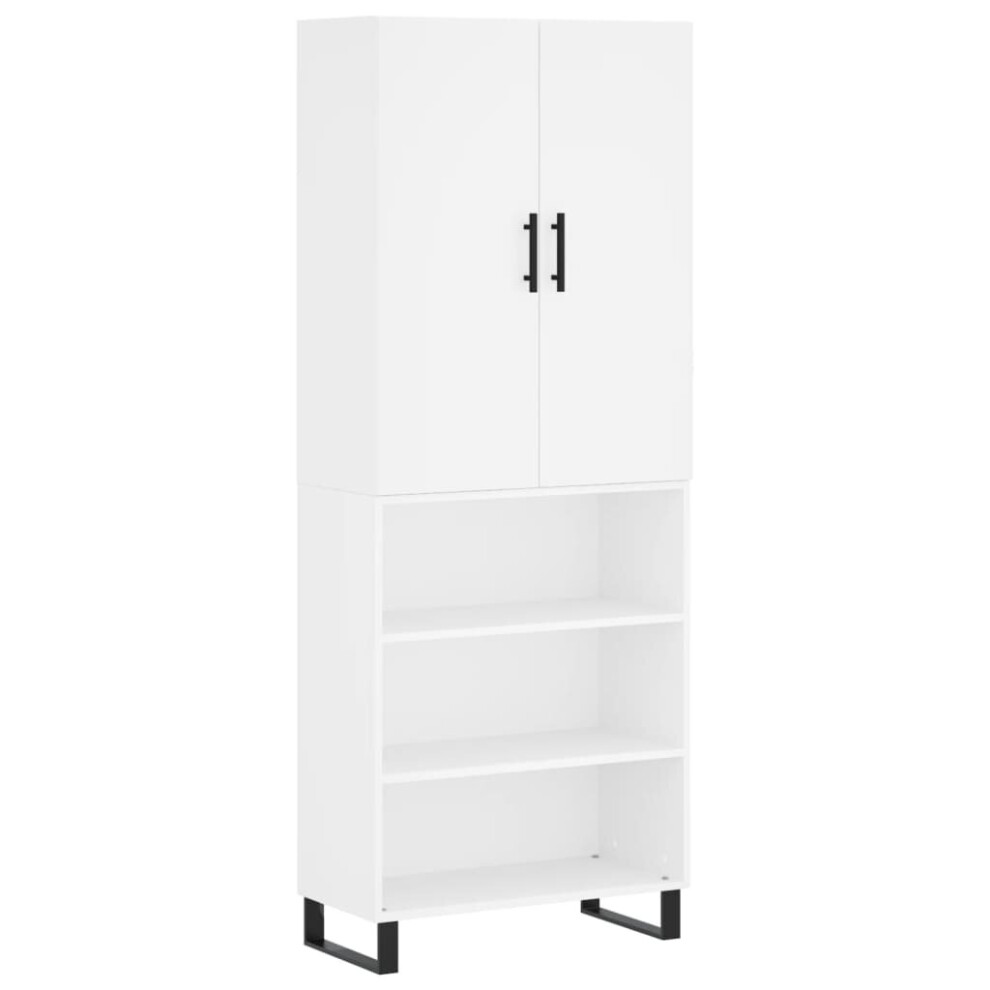 (white, 3 shelves) vidaXL Highboard Sideboard Storage Cabinet Side Cabinet White Engineered Wood