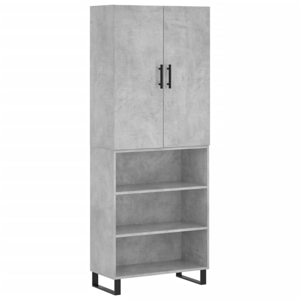 Vidaxl (Concrete Grey, 3 Shelves) Highboard Sideboard Storage Cabinet Side Cabinet White Engineered Wood