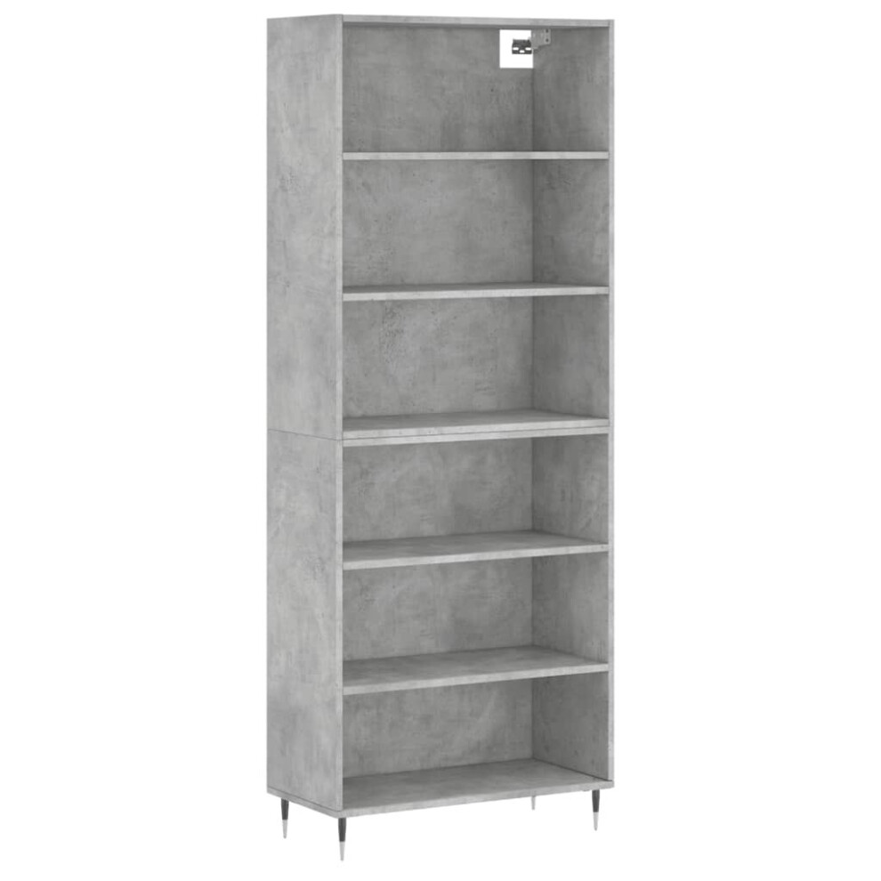 Vidaxl (Concrete Grey, 3 Shelves) Highboard Sideboard Storage Cabinet High Gloss White Engineered Wood