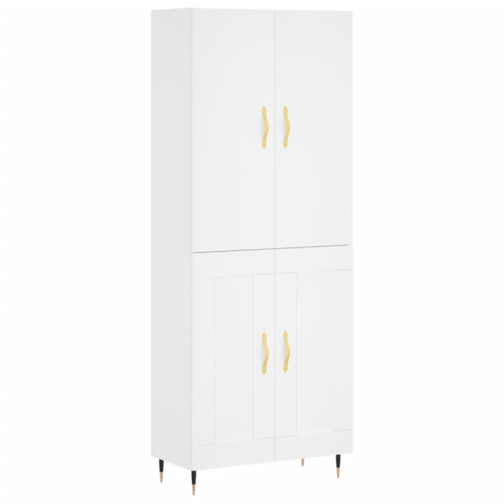 Vidaxl (White, 2 Wood Doors) Highboard Sideboard Storage Cabinet Side Cabinet White Engineered Wood