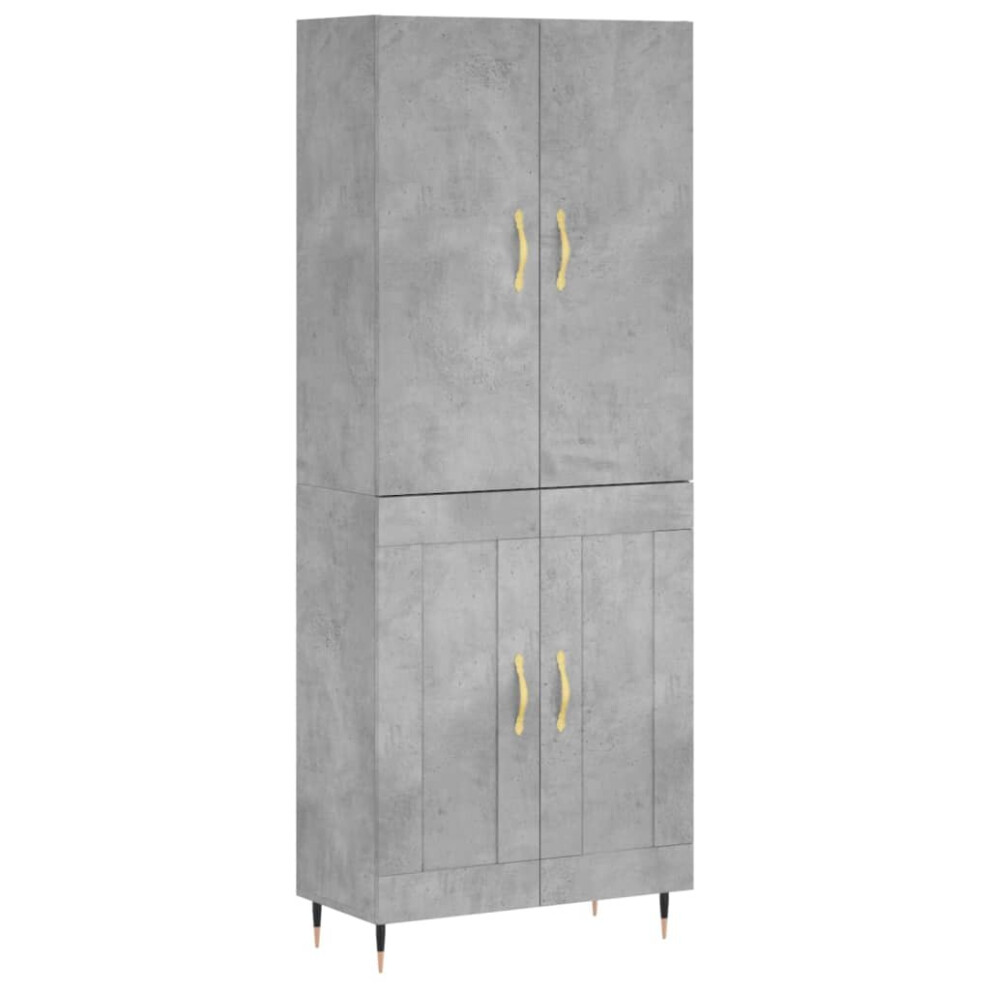 Vidaxl (Concrete Grey, 2 Wood Doors) Highboard Sideboard Storage Cabinet Side Cabinet White Engineered Wood White,Grey