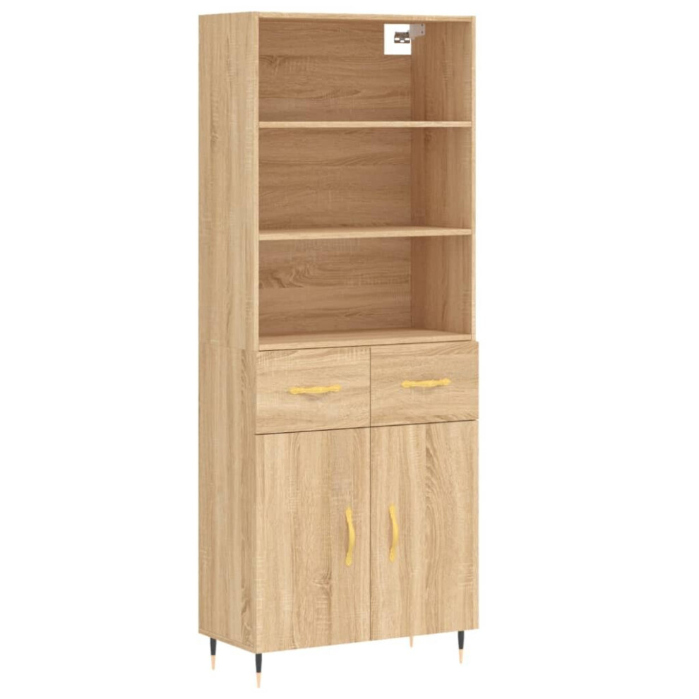 (sonoma oak, 2 doors 2 drawers) vidaXL Highboard Sideboard Storage Cabinet High Gloss White Engineered Wood