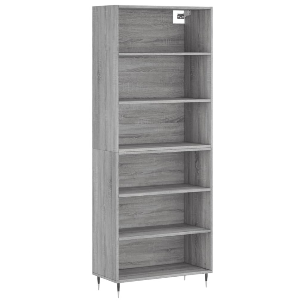 (grey sonoma, 3 shelves) vidaXL Highboard Sideboard Storage Cabinet High Gloss White Engineered Wood