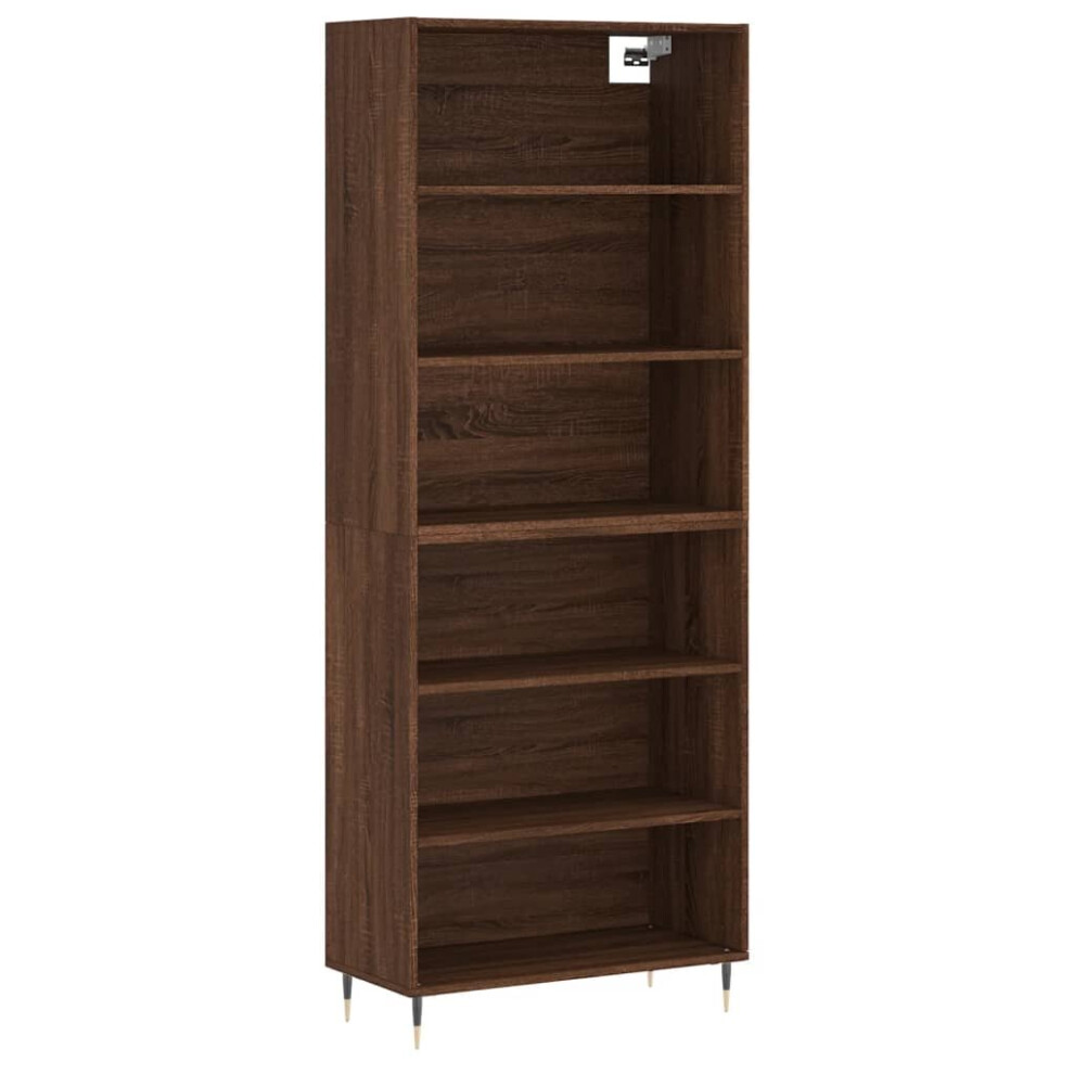 (brown oak, 3 shelves) vidaXL Highboard Sideboard Storage Cabinet High Gloss White Engineered Wood