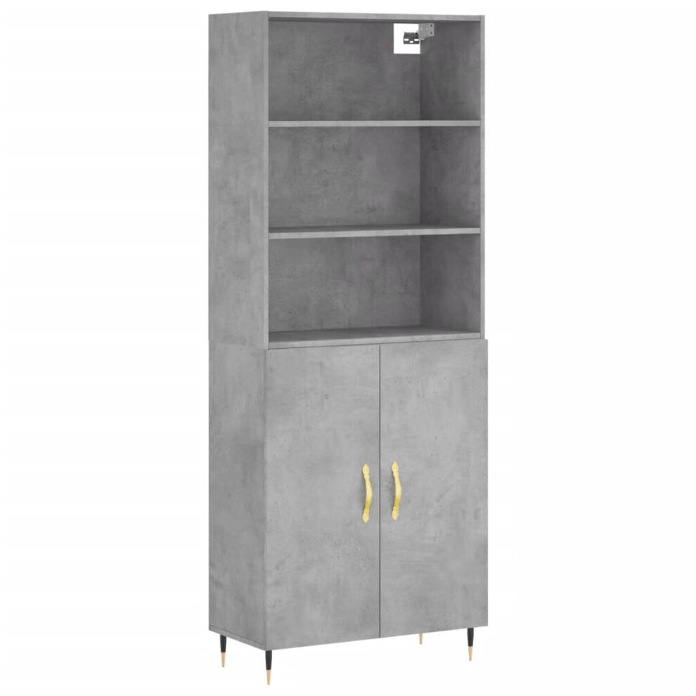 (concrete grey, 2 doors) vidaXL Highboard Sideboard Storage Cabinet High Gloss White Engineered Wood