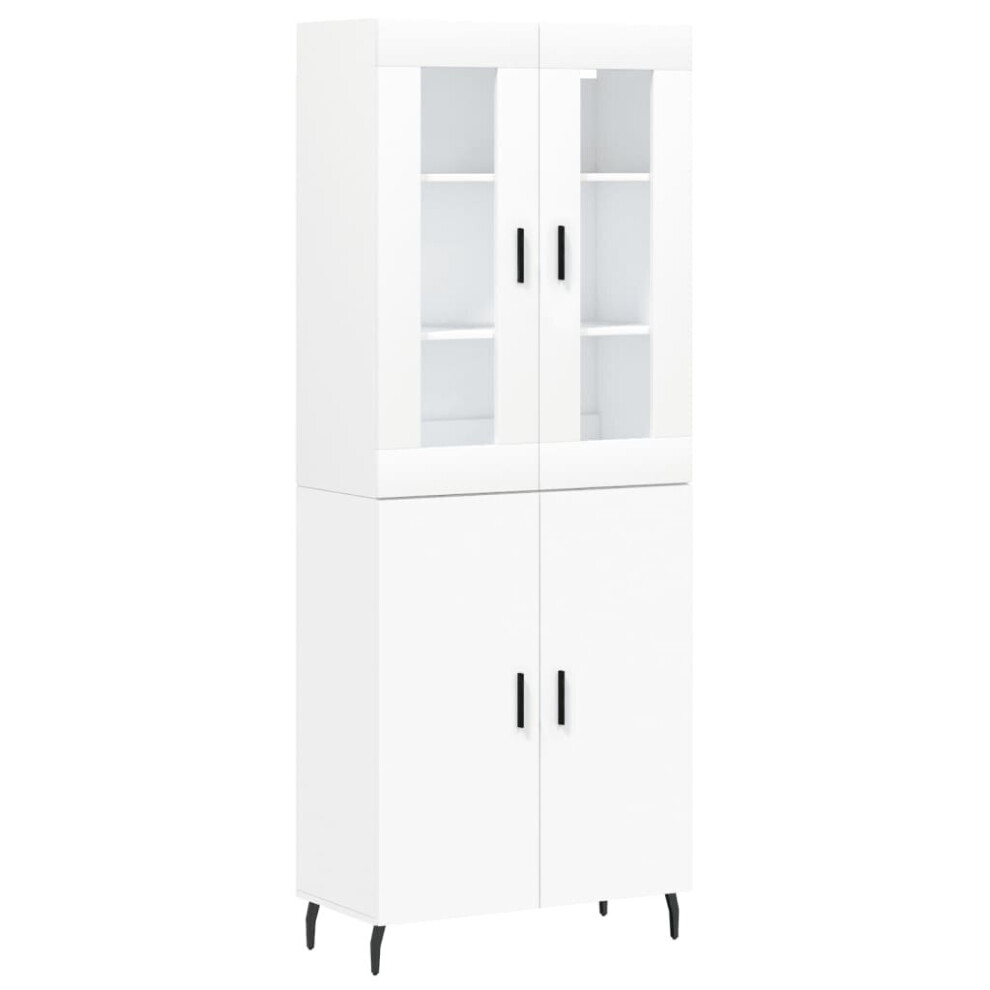 Vidaxl (White, 2 Doors) Highboard Sideboard Tall Storage Cabinet Side Cabinet Engineered Wood