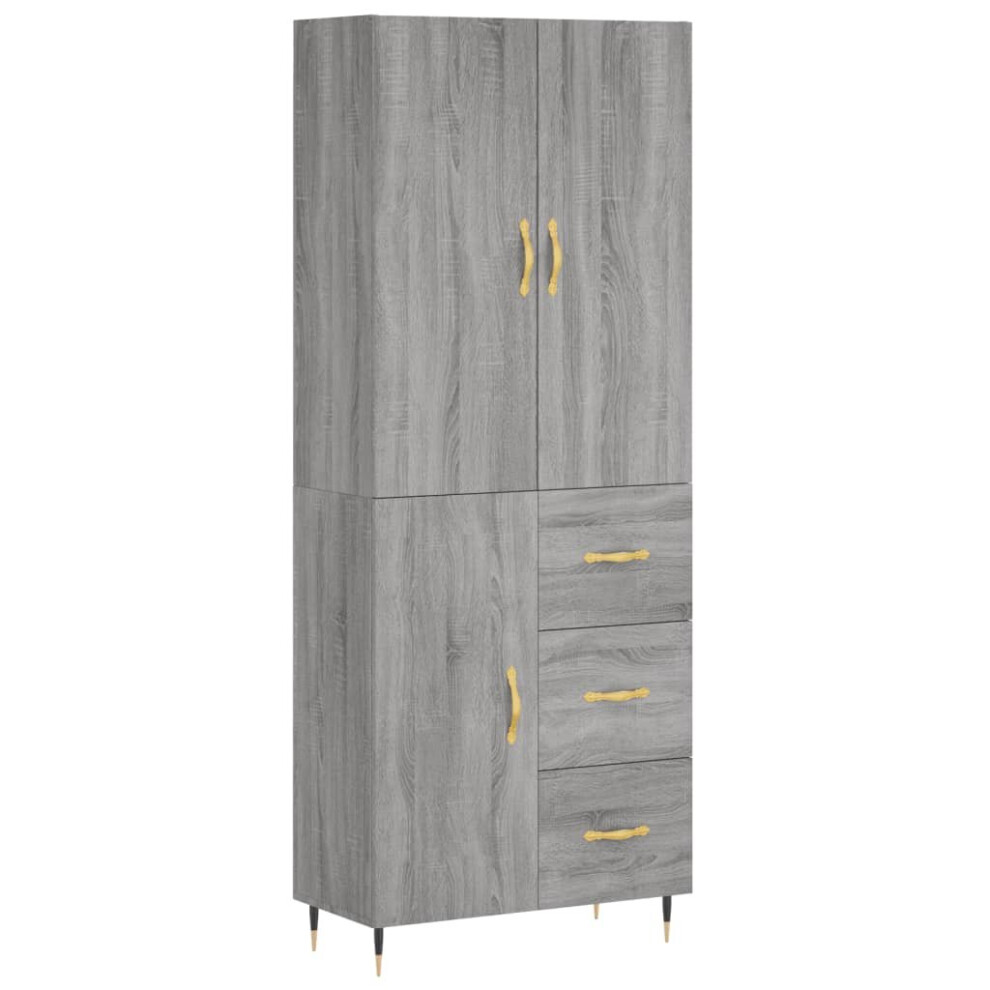 Vidaxl (Grey Sonoma, 1 Door 3 Drawers) Highboard Sideboard Storage Cabinet Side Cabinet White Engineered Wood