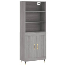 (grey sonoma, 2 wood doors) vidaXL Highboard Sideboard Storage Cabinet High Gloss White Engineered Wood