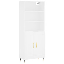 (white, 2 wood doors) vidaXL Highboard Sideboard Storage Cabinet High Gloss White Engineered Wood