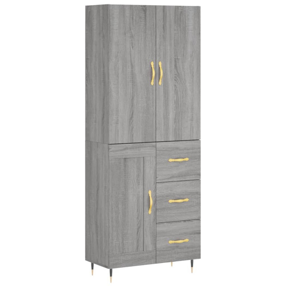 (grey sonoma, 1 wood door 3 drawers) vidaXL Highboard Sideboard Storage Cabinet Side Cabinet White Engineered Wood