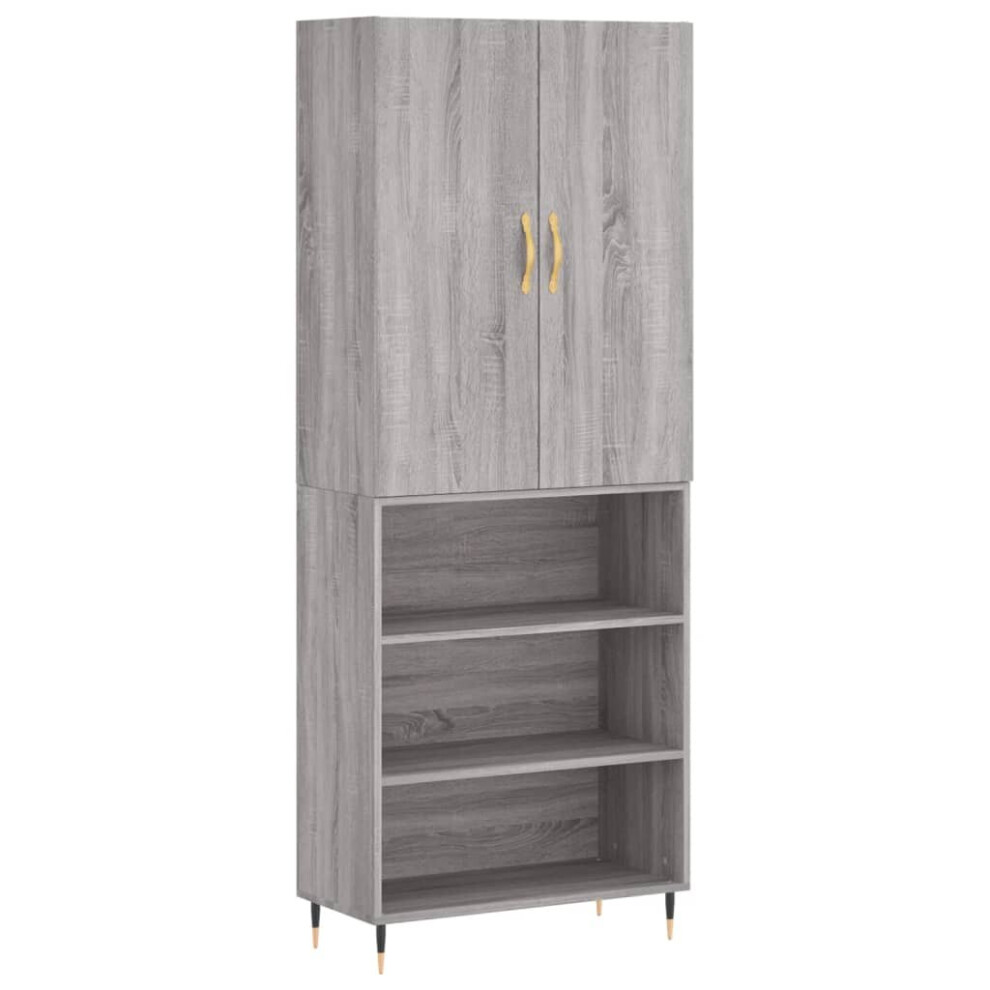 Vidaxl (Grey Sonoma, 3 Shelves) Highboard Sideboard Storage Cabinet Side Cabinet White Engineered Wood