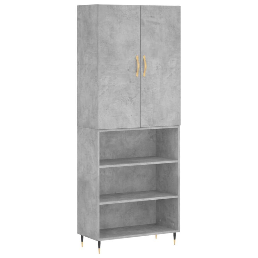 Vidaxl (Concrete Grey, 3 Shelves) Highboard Sideboard Storage Cabinet Side Cabinet White Engineered Wood