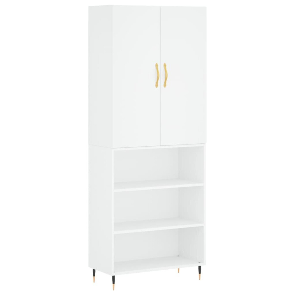 (white, 3 shelves) vidaXL Highboard Sideboard Storage Cabinet Side Cabinet White Engineered Wood