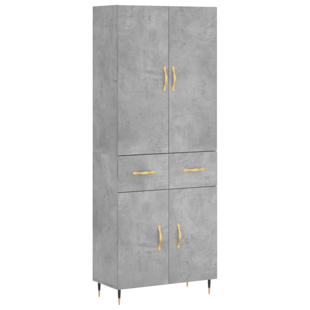 Vidaxl (Concrete Grey, 2 Doors 2 Drawers) Highboard Sideboard Storage Cabinet Side Cabinet White Engineered Wood