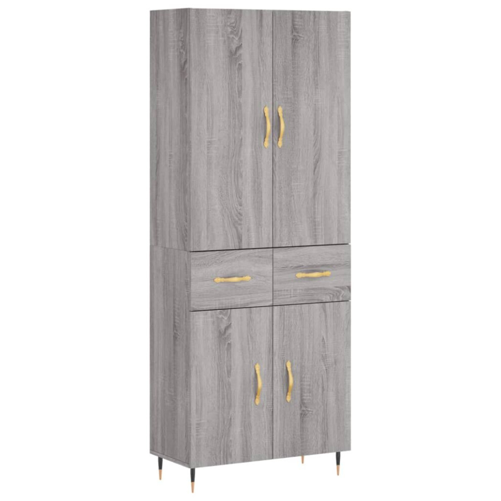 (grey sonoma, 2 doors 2 drawers) vidaXL Highboard Sideboard Storage Cabinet Side Cabinet White Engineered Wood